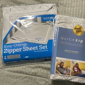 Quick zip zipper sheet set for crib